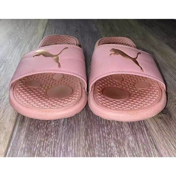 Puma Women's US Size 6 Cool Cat Cloud Pink Rose Gold Slides Slipper Shoes - Picture 3 of 11